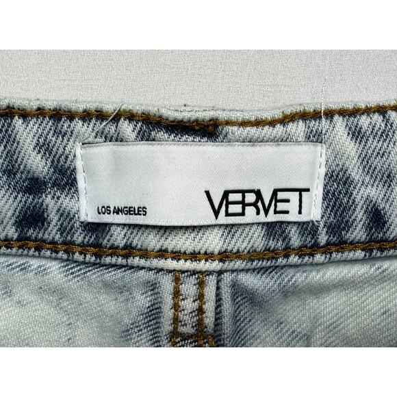 Vervet Women's Straight Distressed Hem Acid Wash Denim Jeans - Size 26 (27x26.5) - Picture 3 of 5